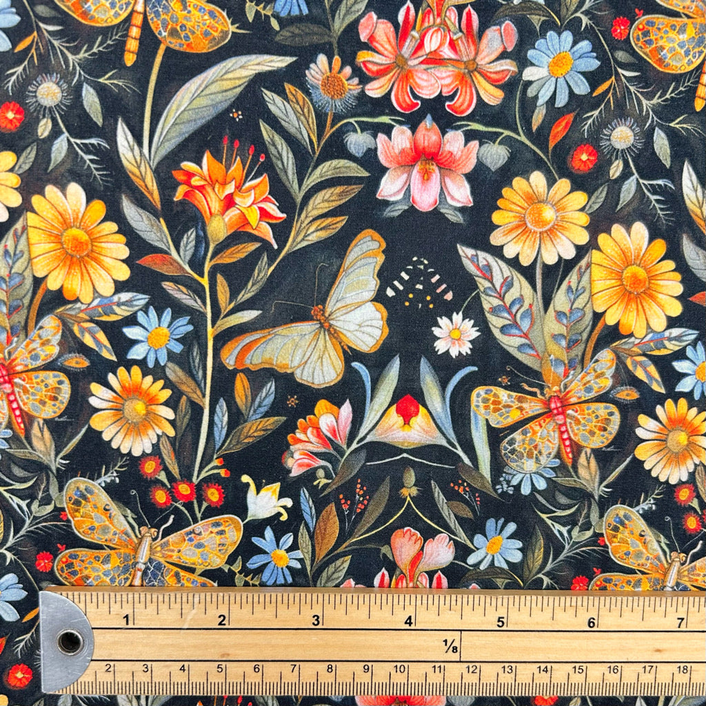 Dragonfly Bloom Rose & Hubble Cotton Poplin Fabric