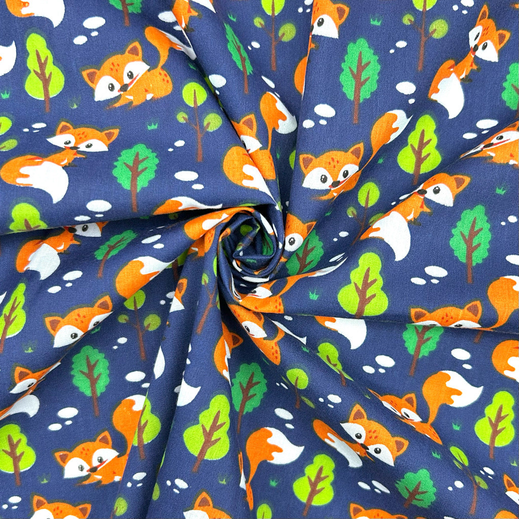 Woodland Fox Polycotton Fabric