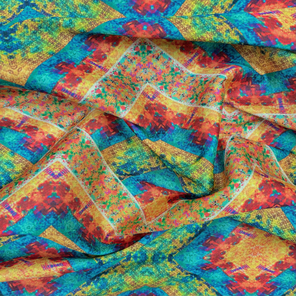 Teal Tango Faux Silk Fabric