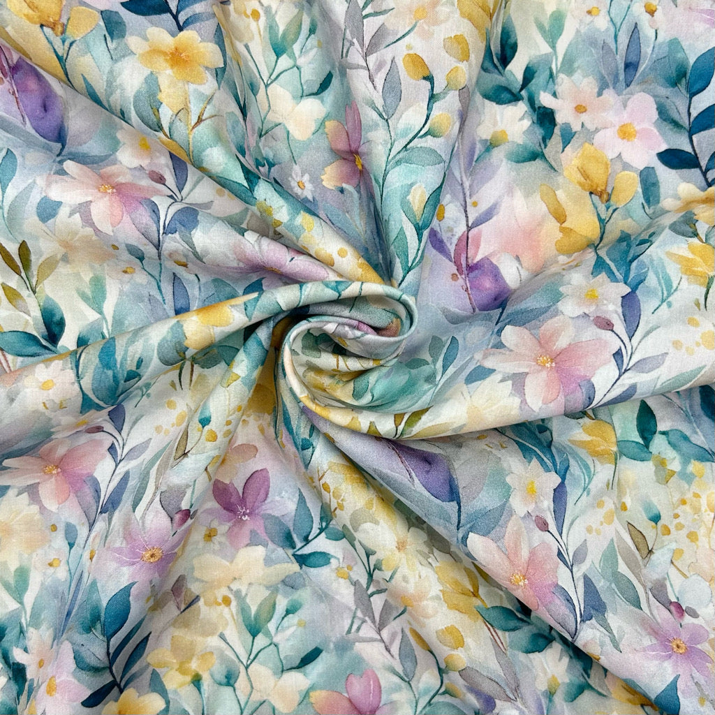 Pastel Watercolour Cotton Lawn Fabric