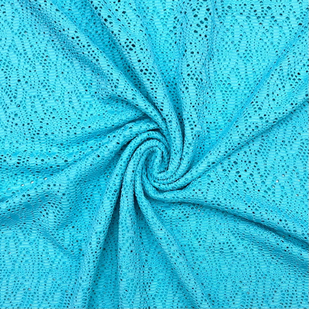 Aqua Blue Stretch Lace Fabric - Pound Fabrics