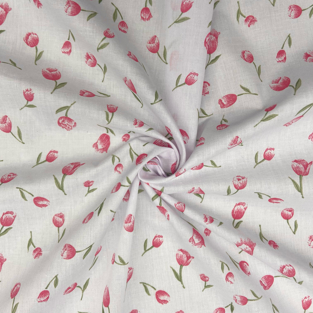 Falling/Flowing Tulips Polycotton Fabric - Pound Fabrics