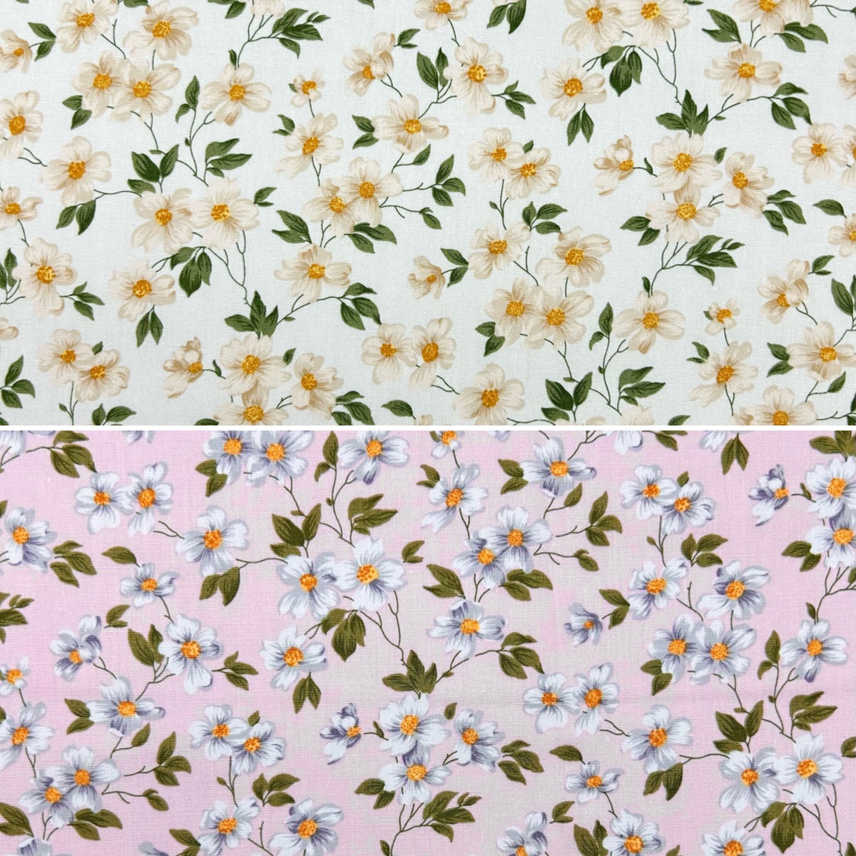 Daisy Blossom Rose & Hubble Cotton Poplin Fabric