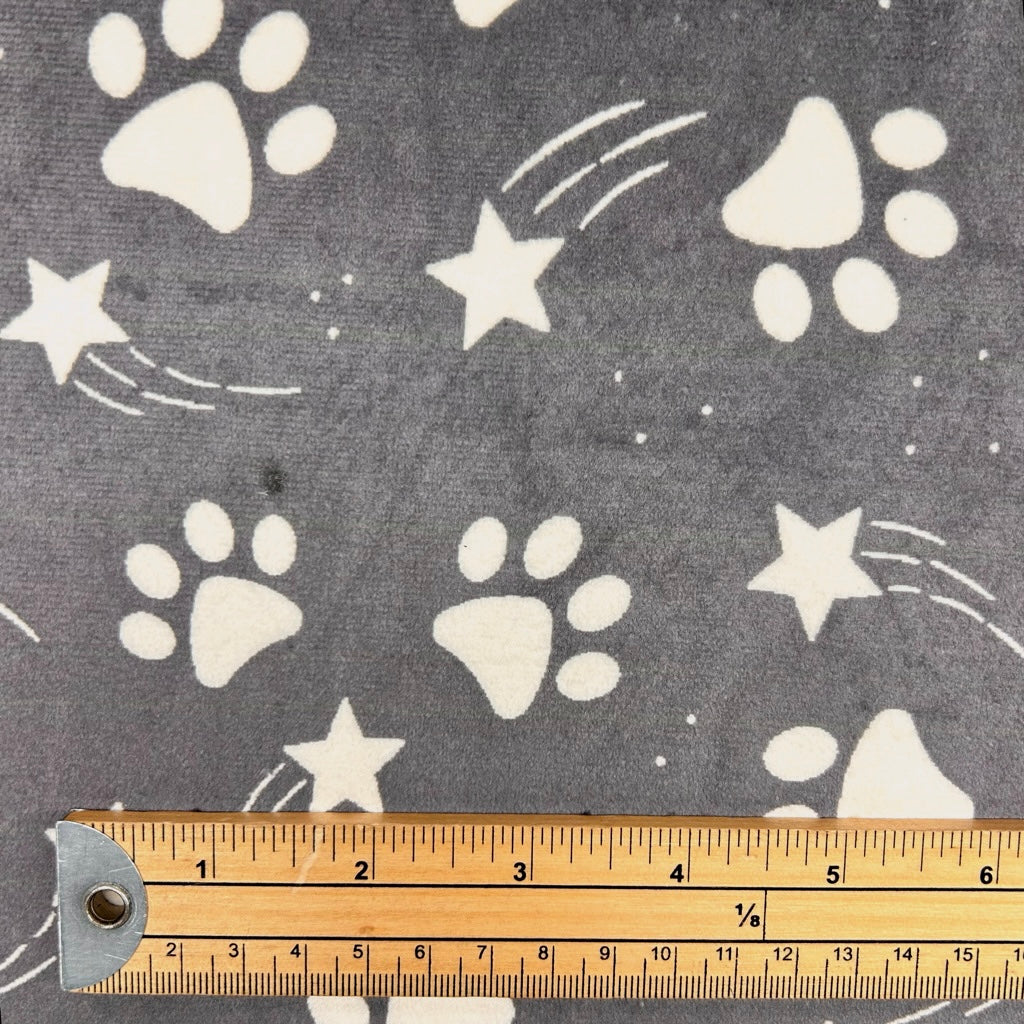 Paw and Star Sherpa Fur Backed Fleece Fabric