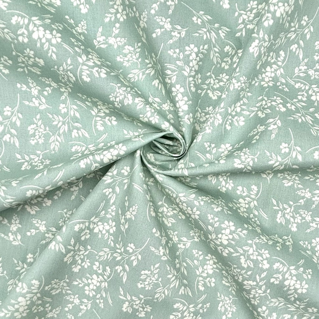 Vintage Ditsy Rose & Hubble Cotton Poplin Fabric