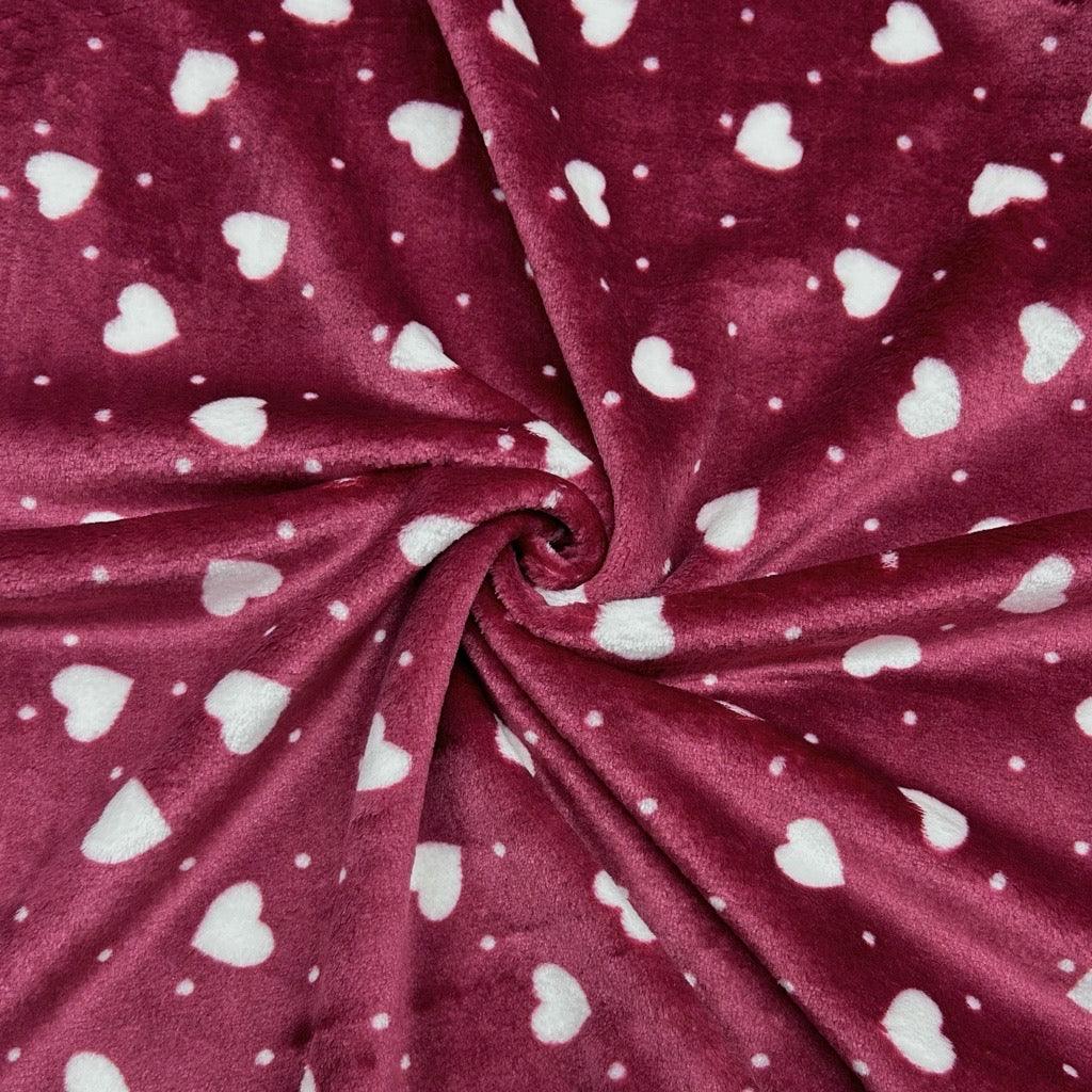 Hearts and Dots Cuddle Fleece Fabric - Pound Fabrics