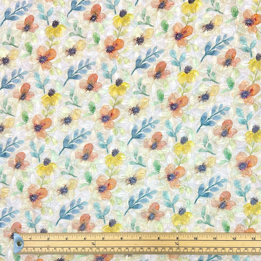 Floral Breeze Digital Embroidered Polycotton Fabric - Pound Fabrics