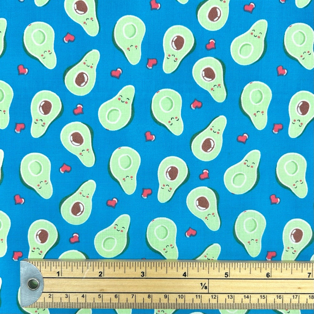 Avocado Hearts Polycotton Fabric