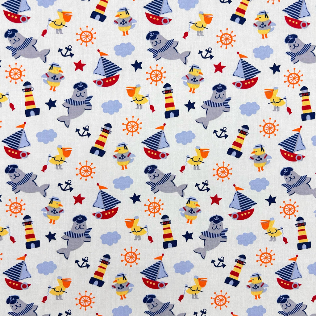 Seaside Sailors Rose & Hubble Cotton Poplin Fabric