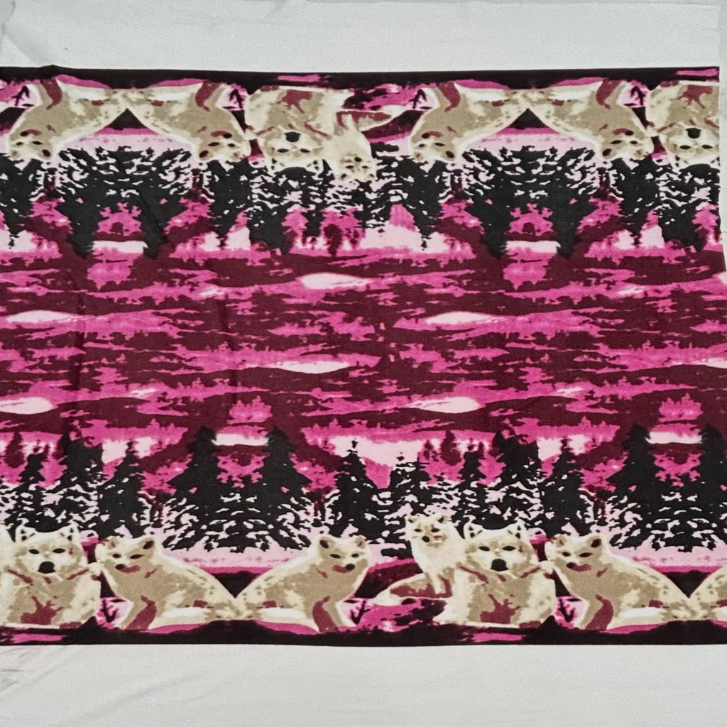 Foxes on Pink Anti Pill Polar Fleece Fabric