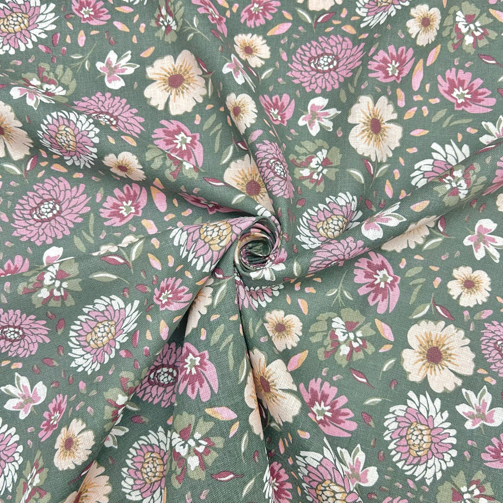 Breezy Blooms Linen Viscose Fabric