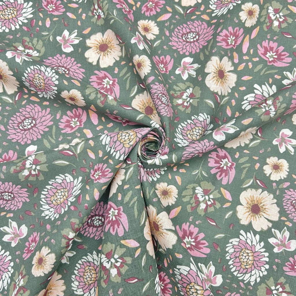 Breezy Blooms Linen Viscose Fabric - Pound Fabrics