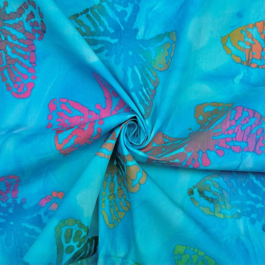 Multicoloured Butterflies Cotton Batik Fabric - Pound Fabrics