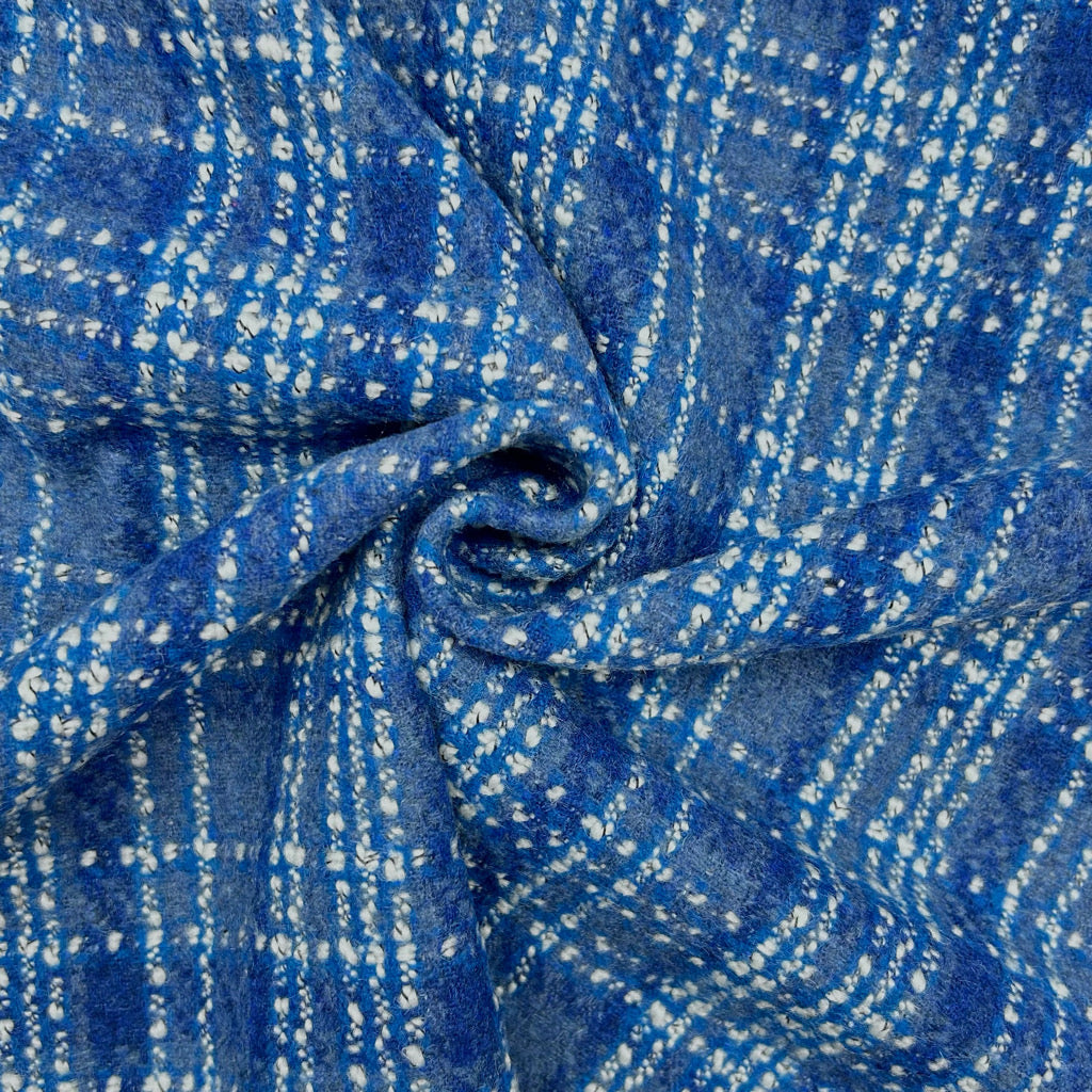 Textured Grid Wool Blend Fabric