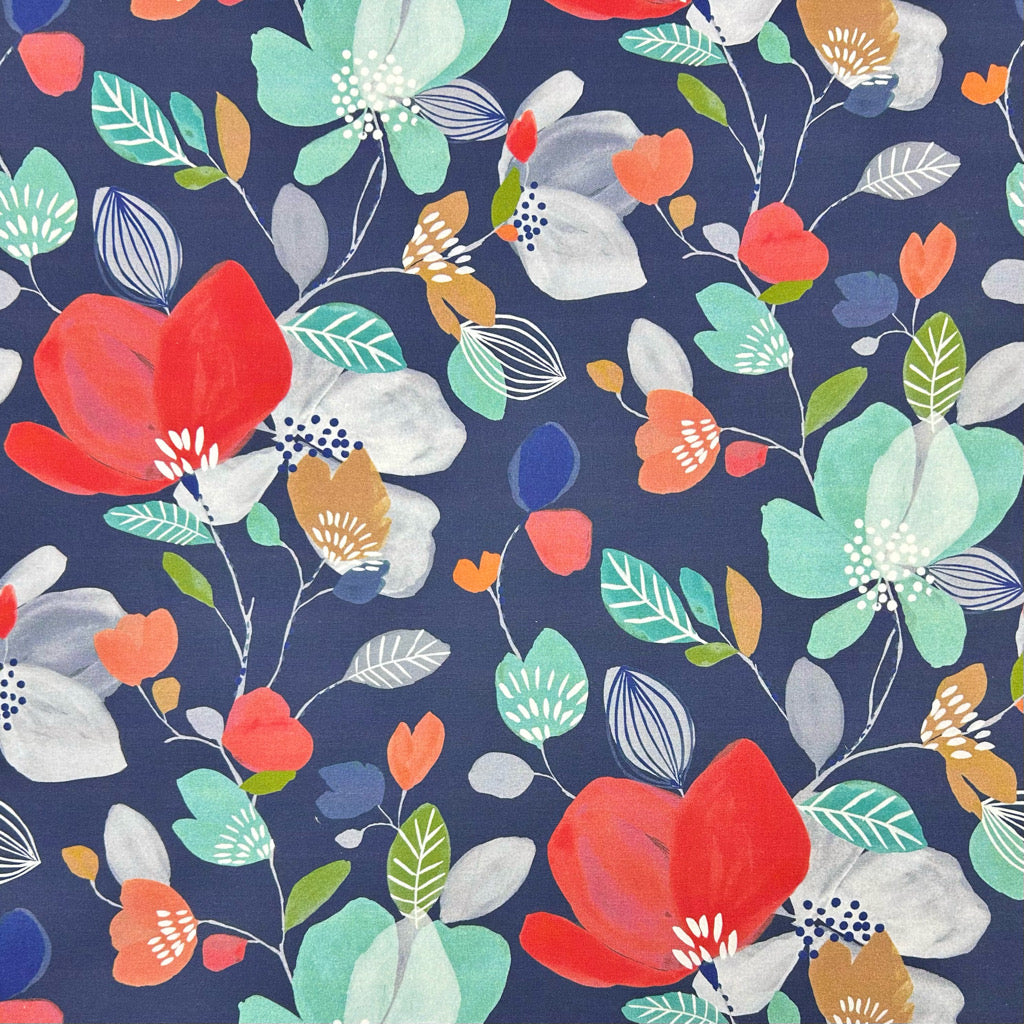 Indigo Garden Cotton Furnishing Fabric