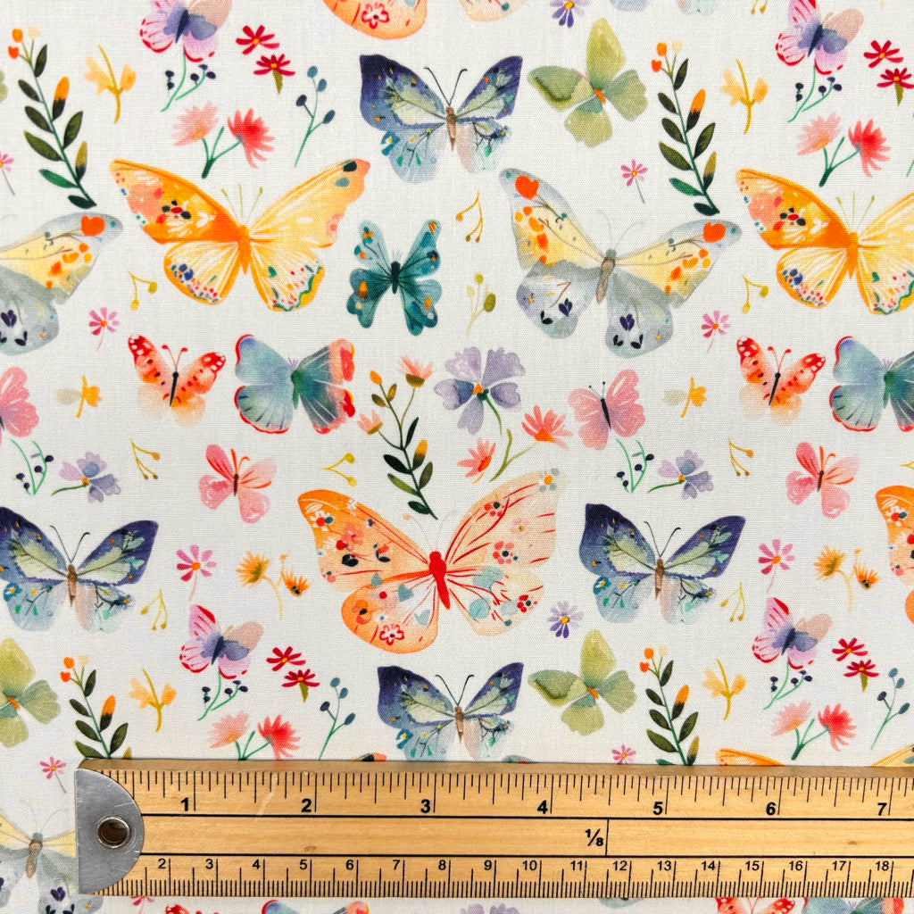 Butterfly Meadow Rose & Hubble Cotton Poplin Fabric