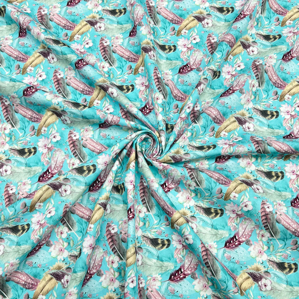 Feathers and Flowers Rose &amp; Hubble Cotton Poplin Fabric - Pound Fabrics