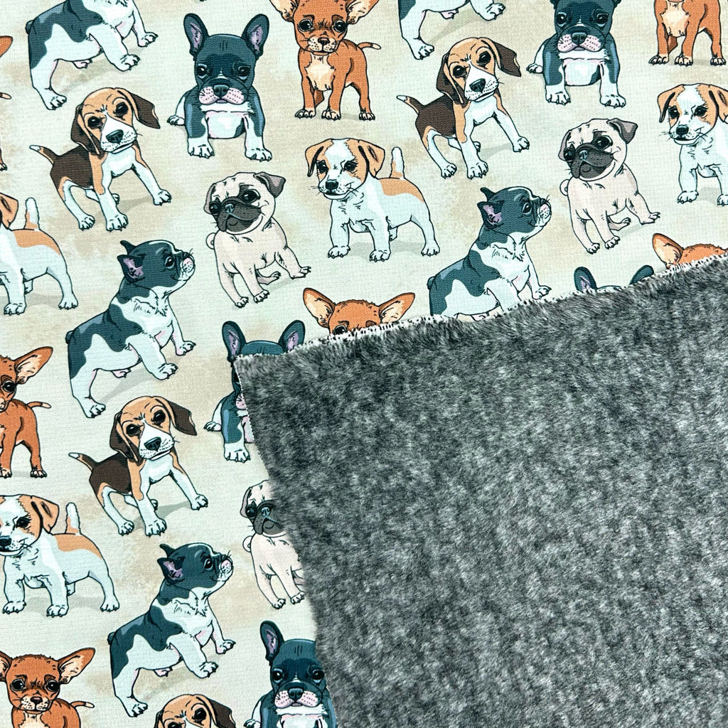 Playful Dogs Sweatshirt Fabric