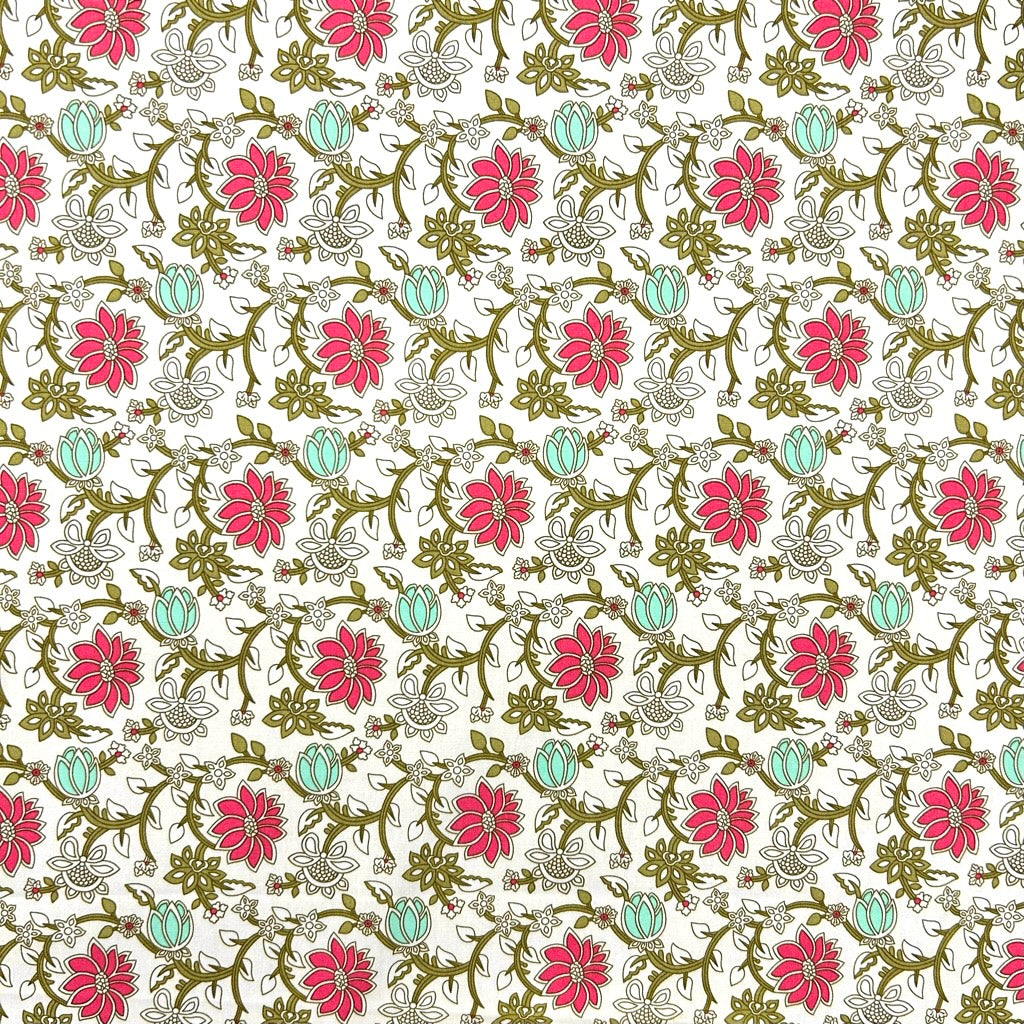 Decorative Floral Rose & Hubble Cotton Poplin Fabric