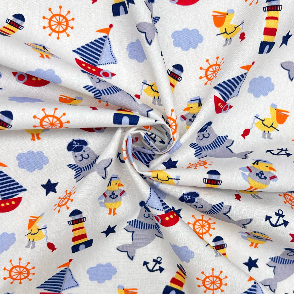Seaside Sailors Rose & Hubble Cotton Poplin Fabric