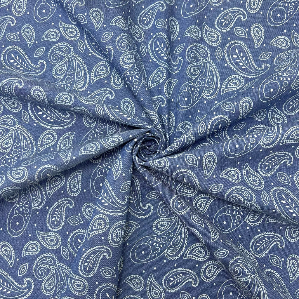 All Over Paisley Chambray Denim Fabric