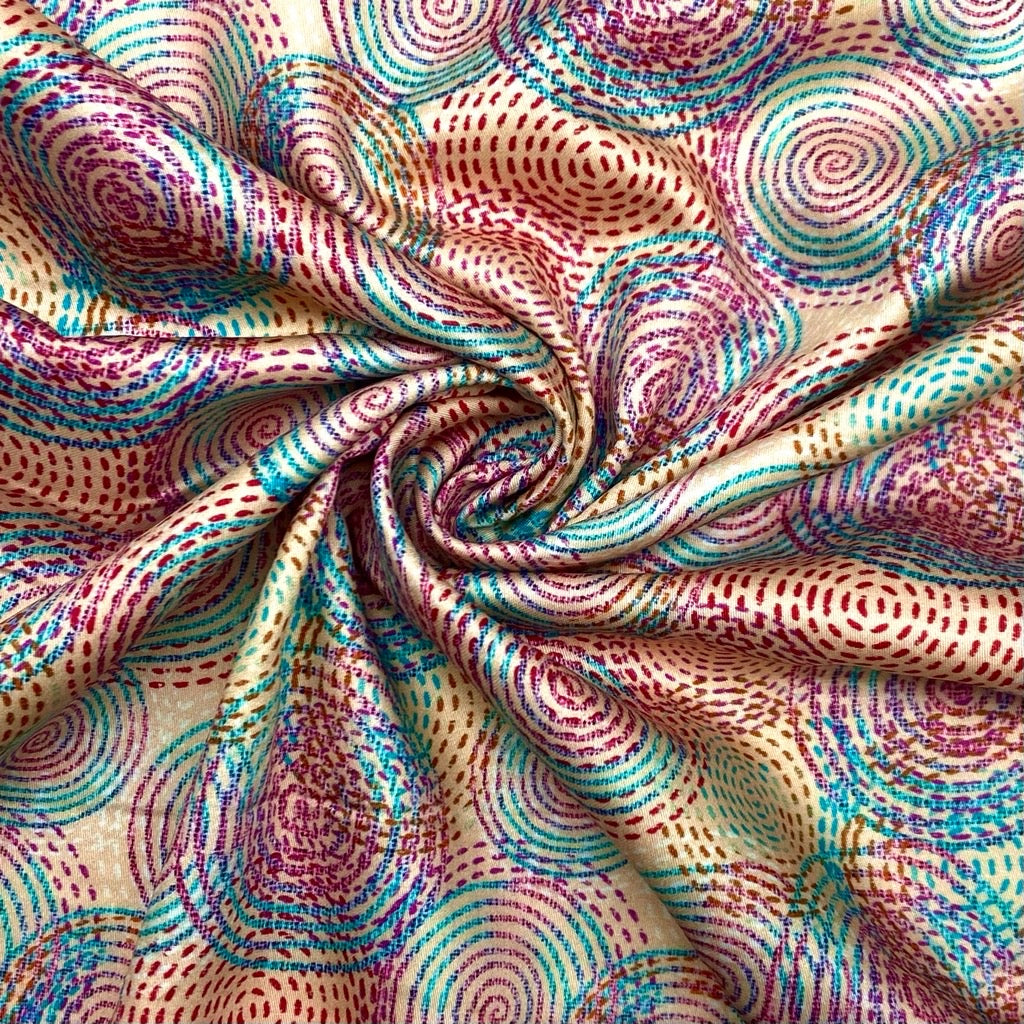 Flow Circles Cotton Satin Fabric