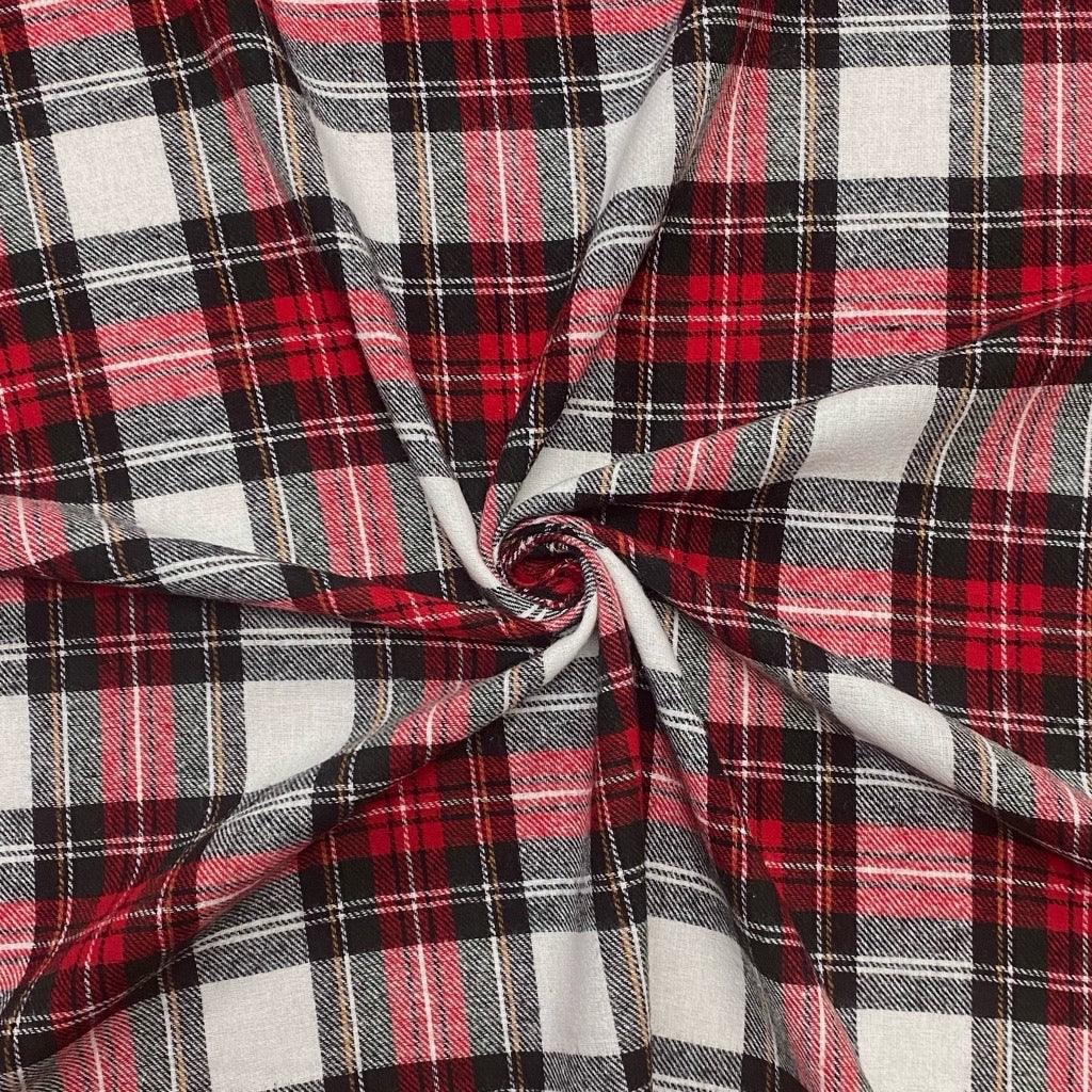 Red & White Checkered Brushed Cotton Fabric - Pound Fabrics