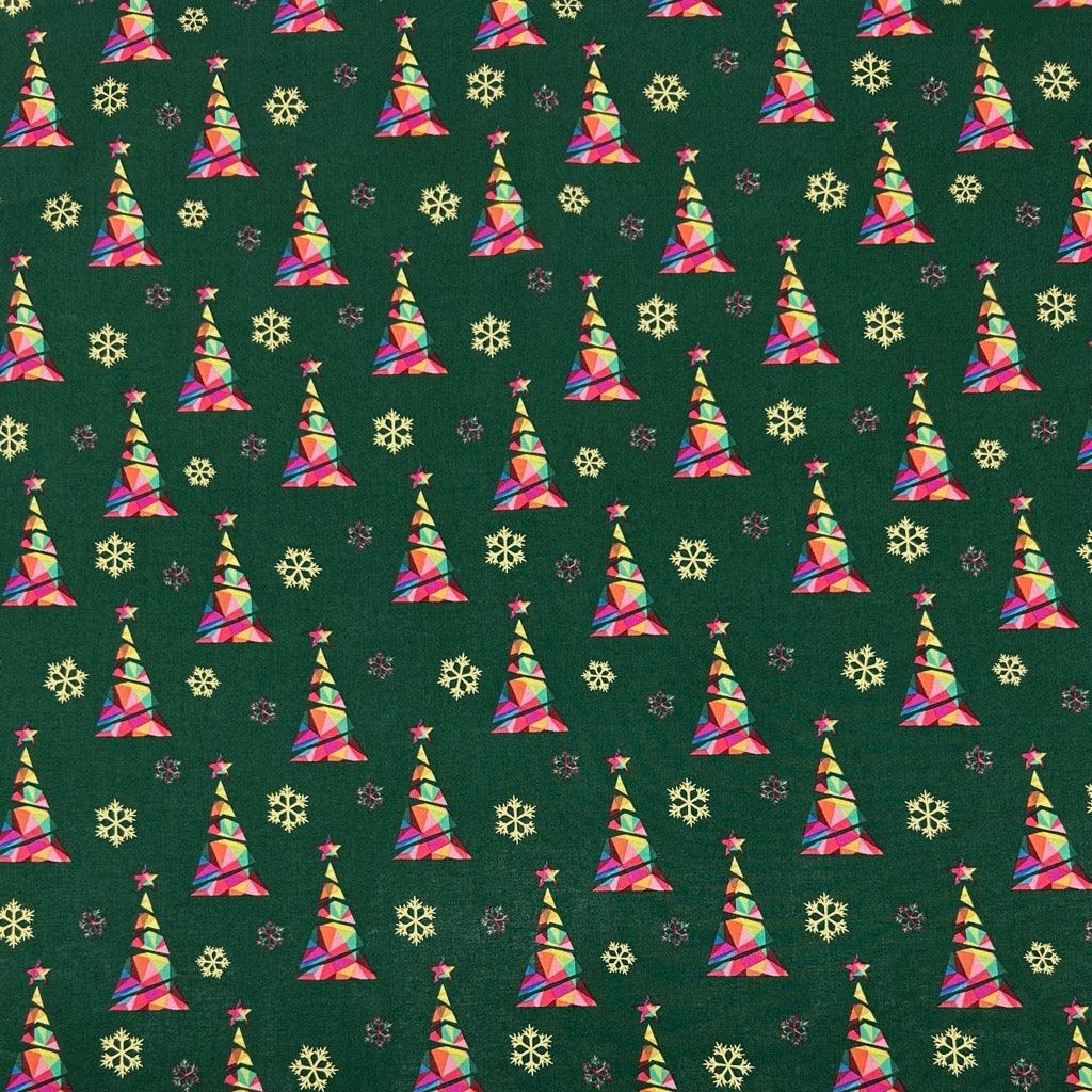 Rainbow Christmas Trees Cotton Fabric - Pound Fabrics