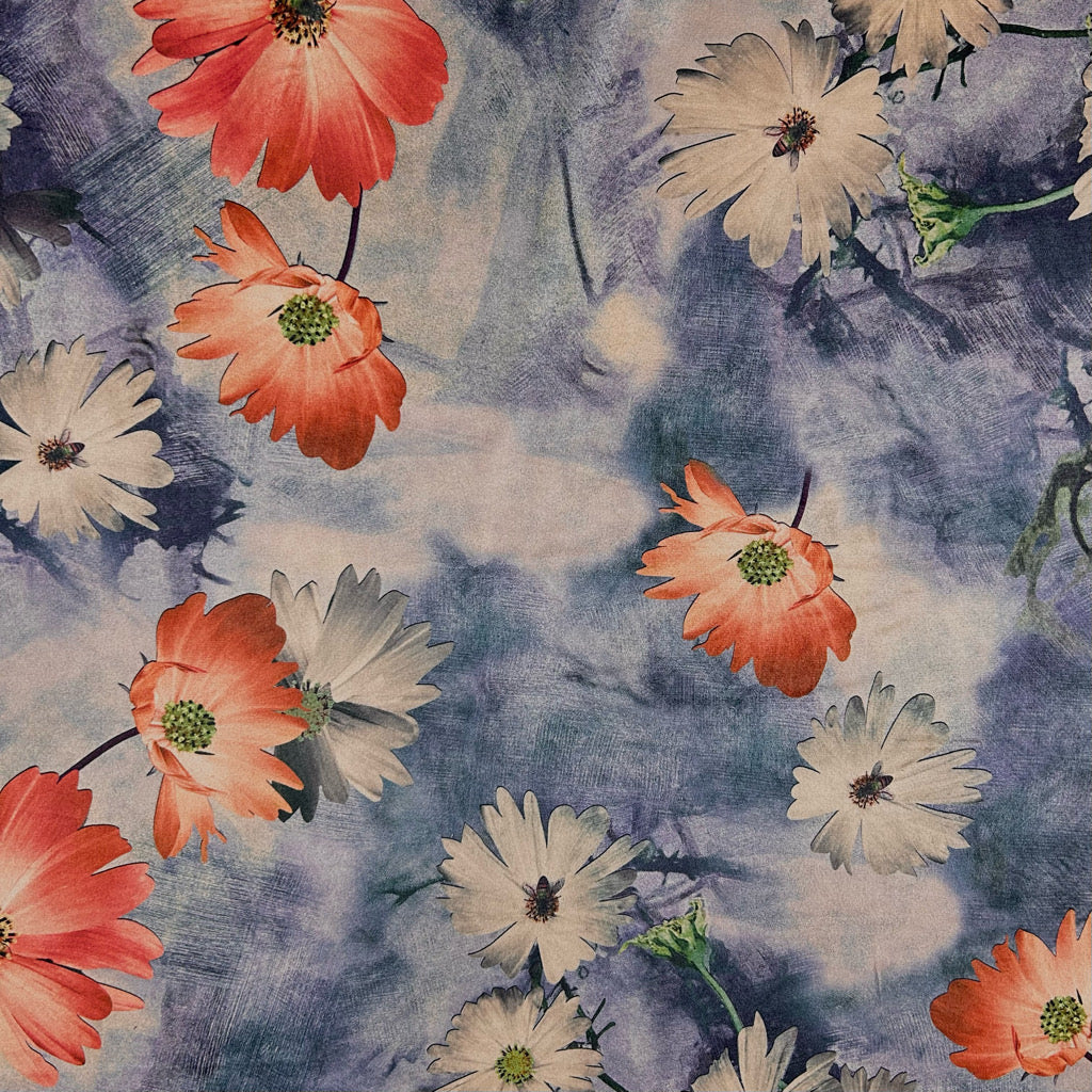 Vintage Daisy Stretch Velvet Fabric