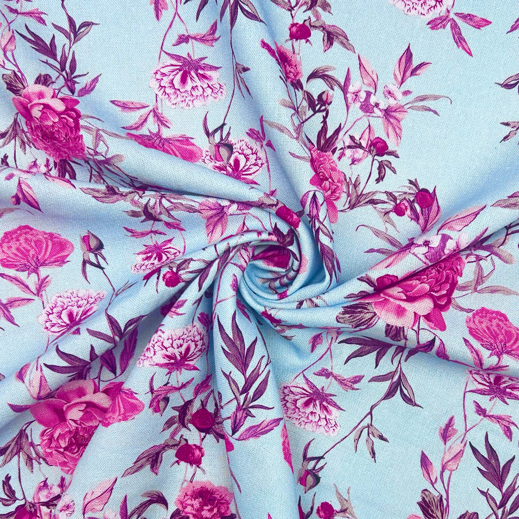 Roses in Bloom Linen Blend Fabric