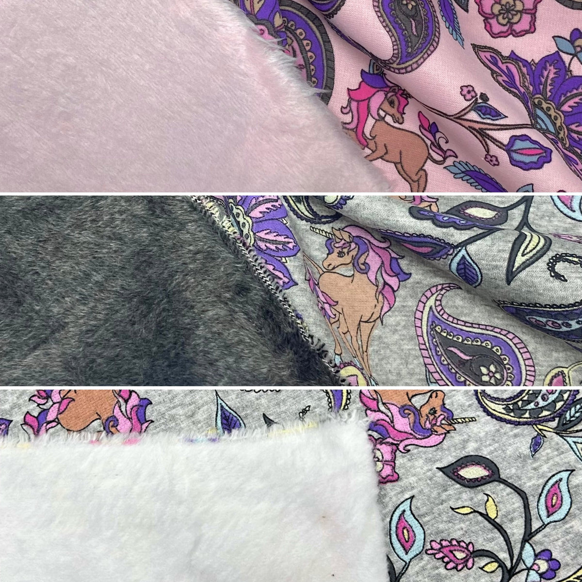 Unicorns and Paisley Sweatshirt Fabric