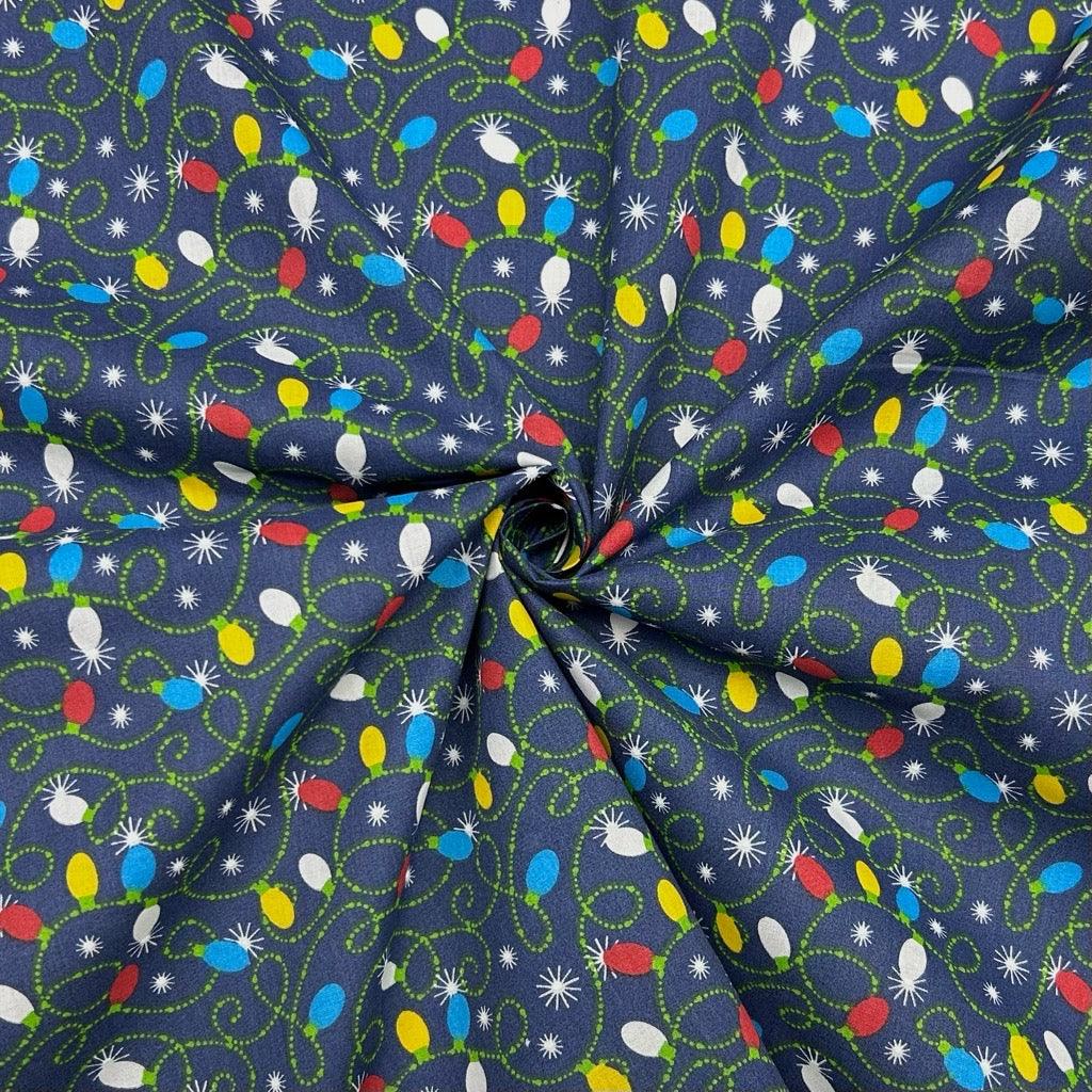 Christmas Lights Polycotton Fabric - Pound Fabrics