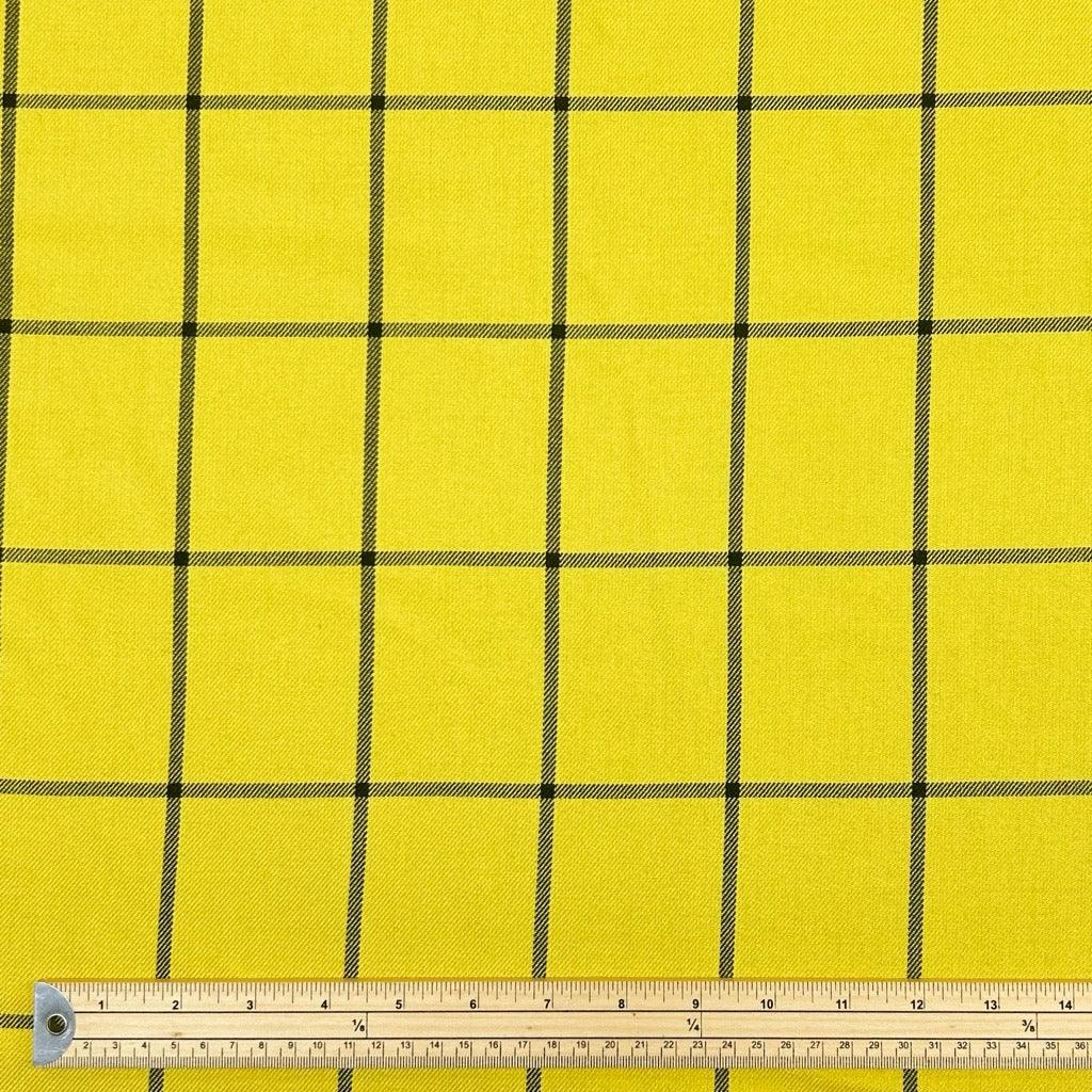 Yellow Checkered PolyViscose Fabric - Pound Fabrics