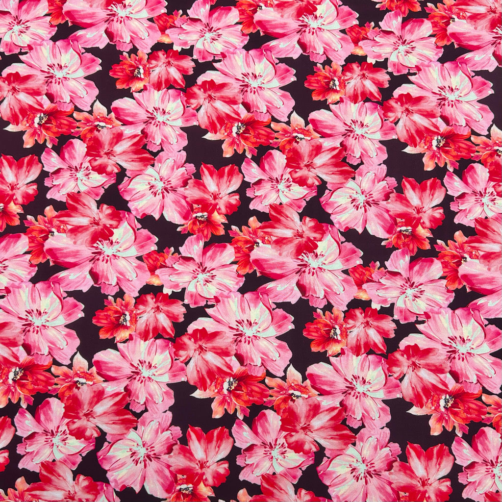 Midnight Floral Viscose Challis Fabric