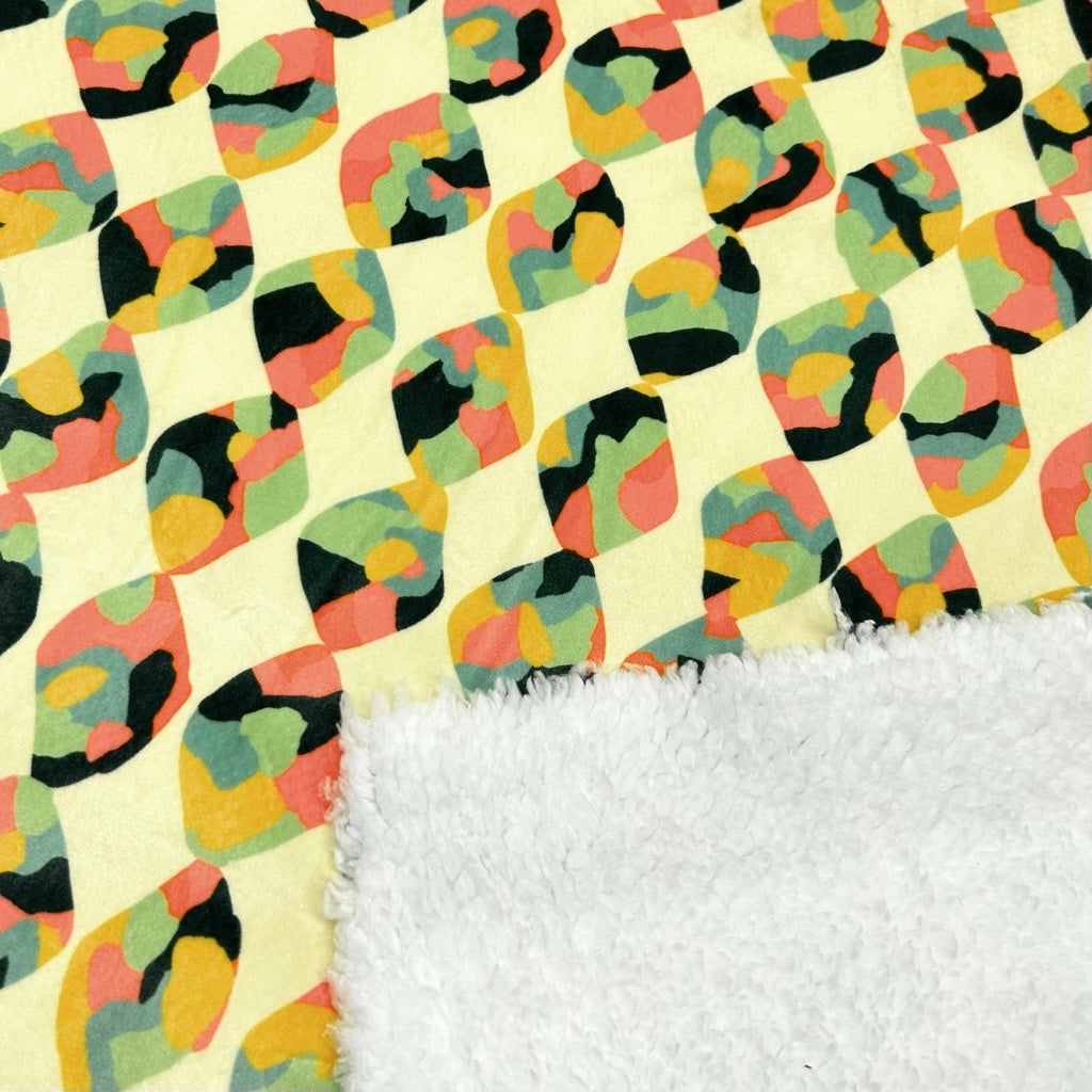 Diamond Flow Sherpa Fur Backed Fleece Fabric