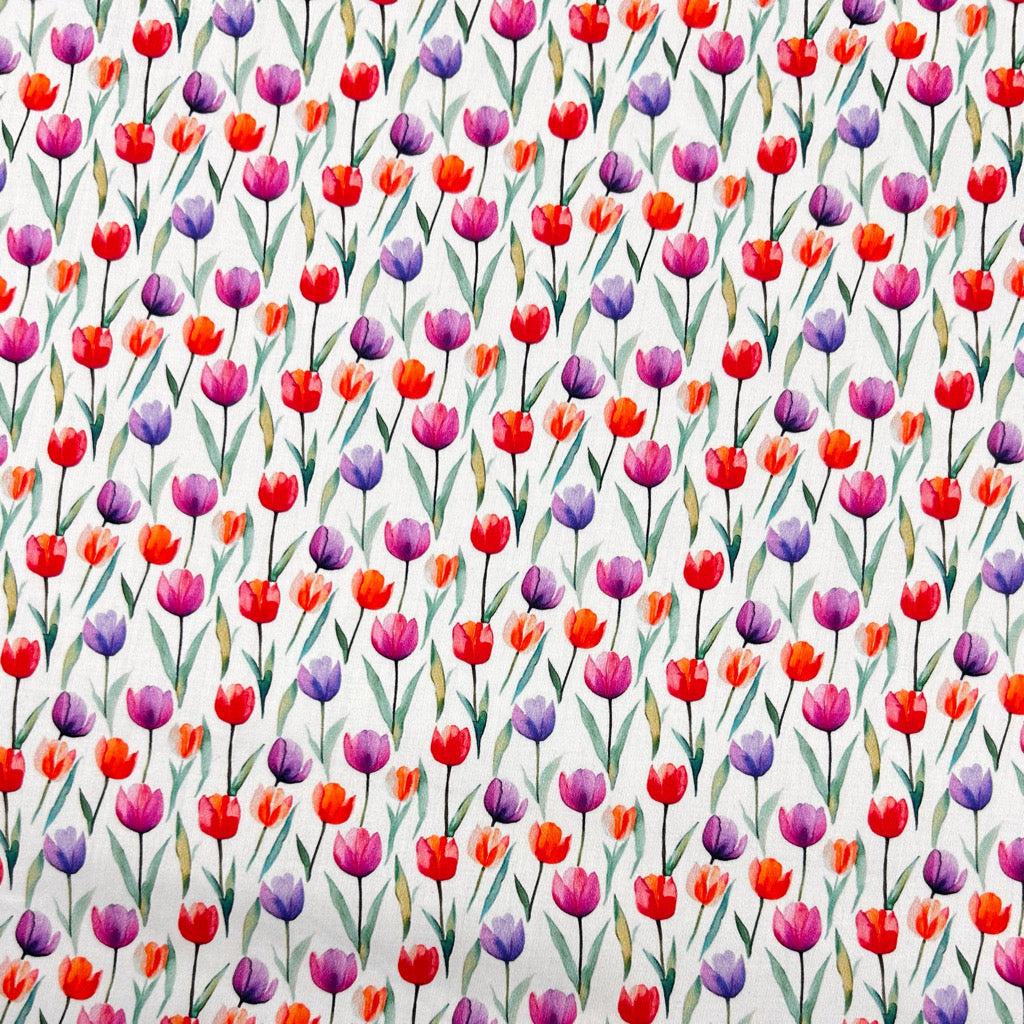 Painted Tulips Cotton Sateen Fabric