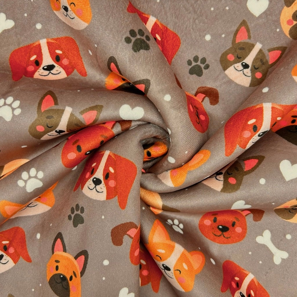 Puppy Party Sherpa Fur Backed Fleece Fabric