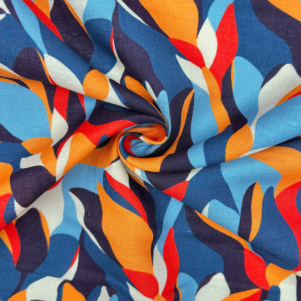 Flowing Leaves Bamboo Linen Blend Fabric