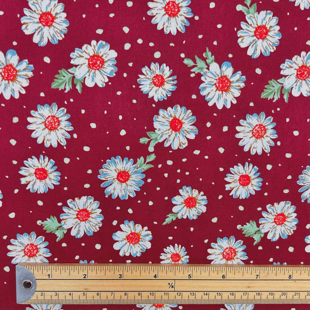 Ruby Floral Cotton Poplin Fabric