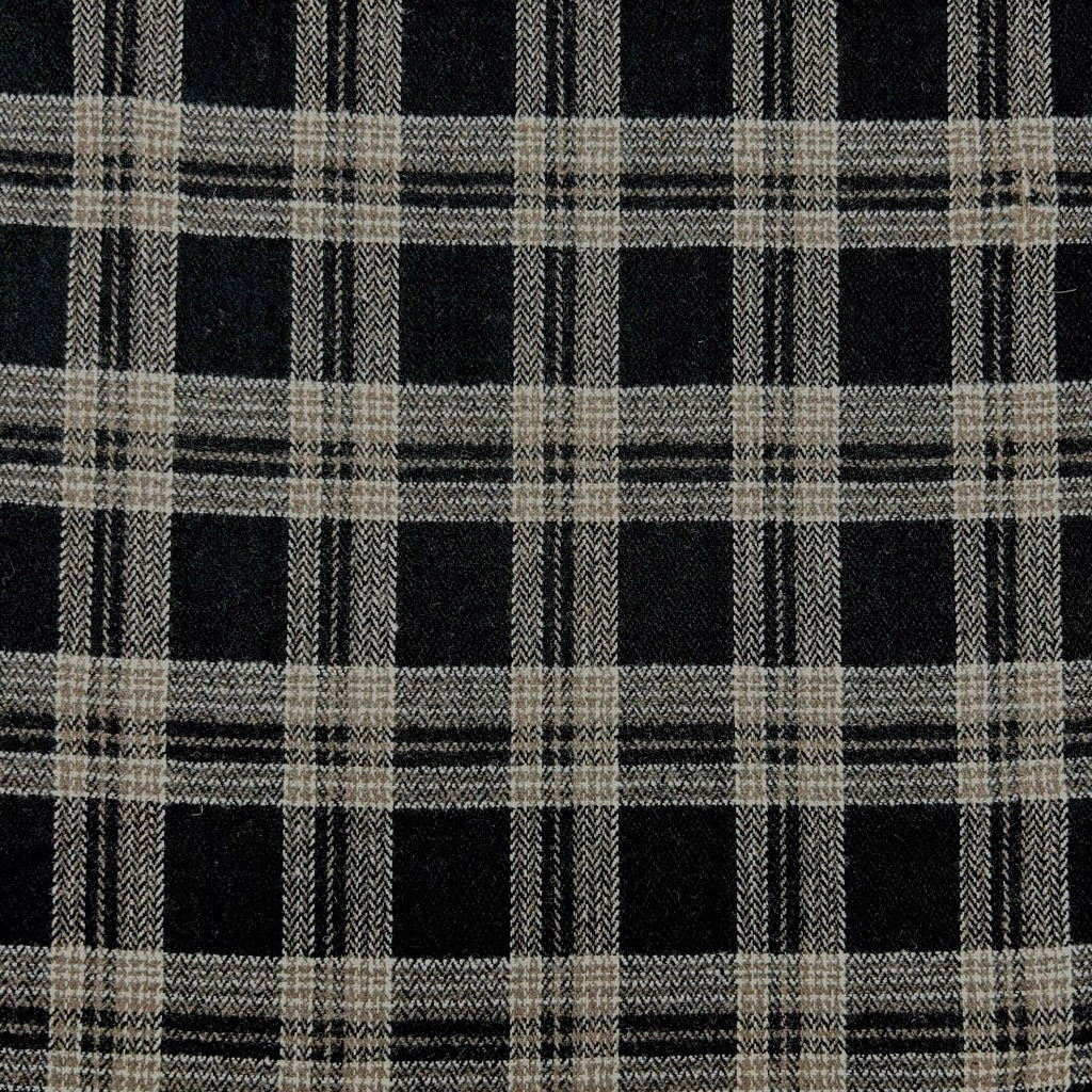 Retro Check Wool Blend Fabric