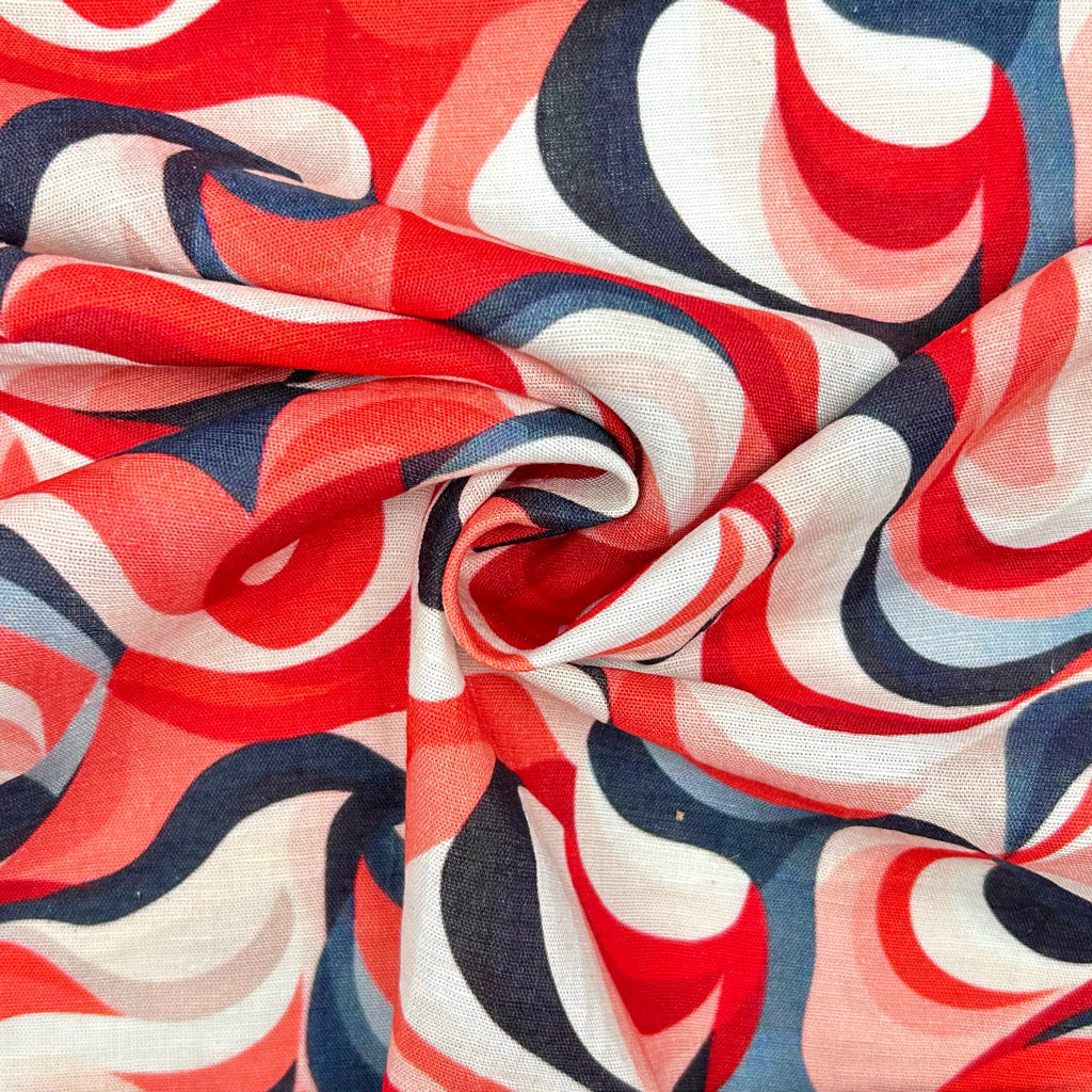 Groovy Swirl Bamboo Linen Blend Fabric