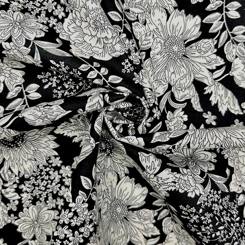 Vintage Wildflowers Rose & Hubble Cotton Poplin Fabric