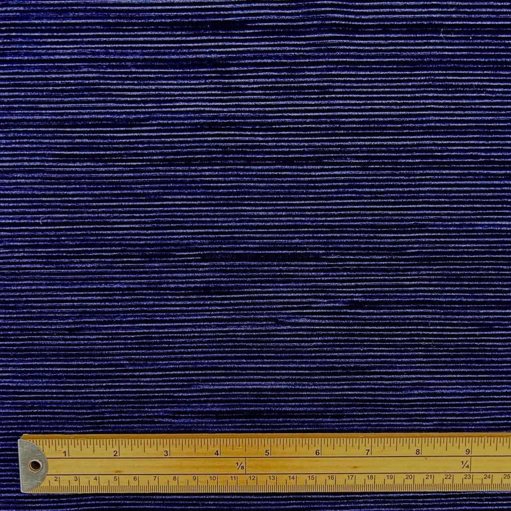 Blue Ribbed Stretch Velvet Fabric