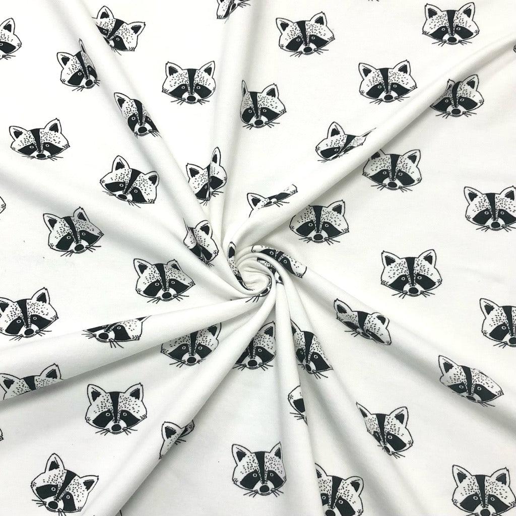 Racoons on Ivory Organic Sweatshirt Fabric - Pound Fabrics