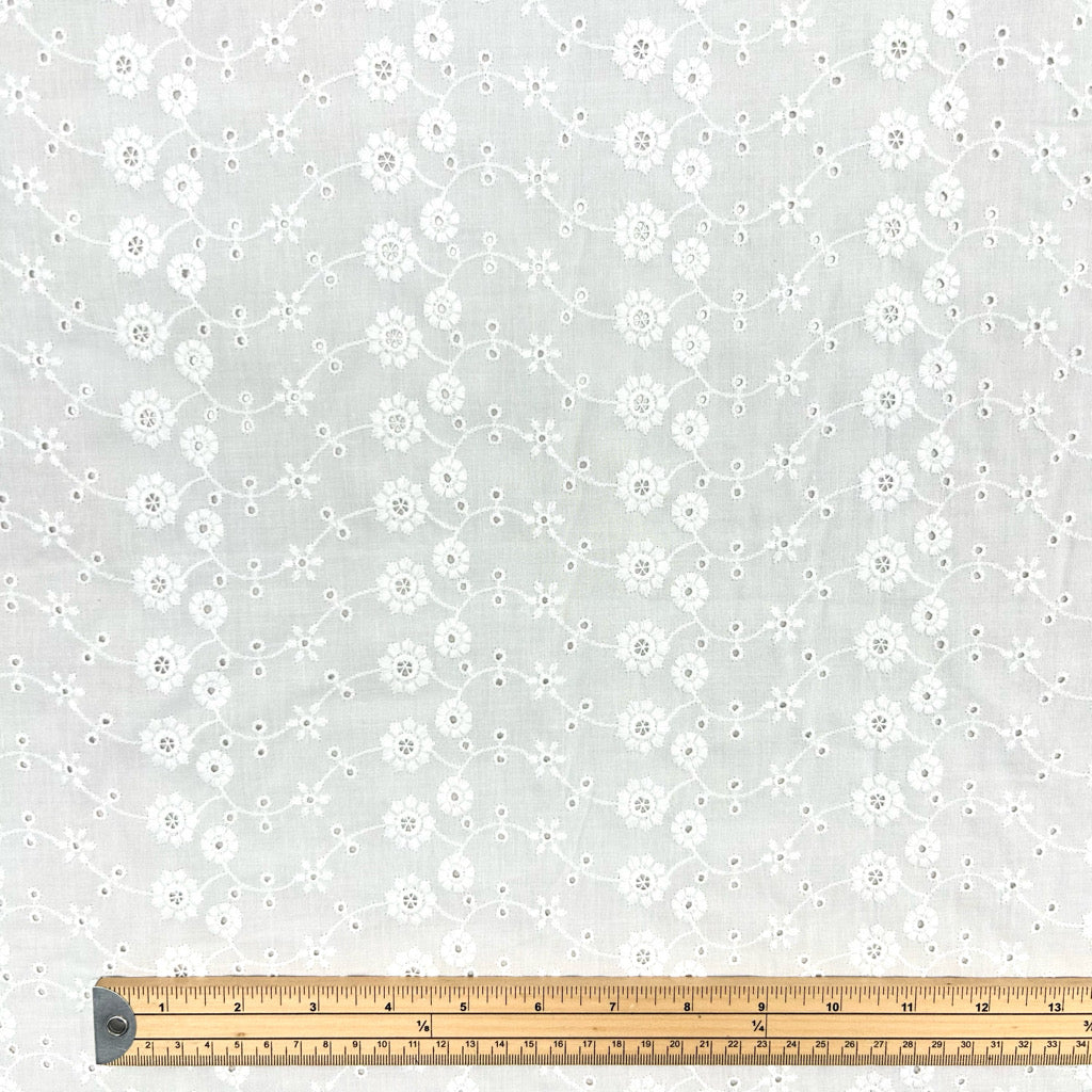Ethereal Blossom White Embroidered Cotton Fabric #14