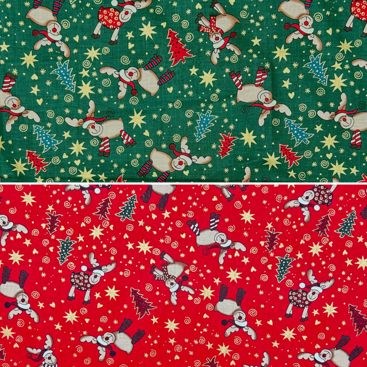 Dancing Reindeer Christmas Cotton Fabric