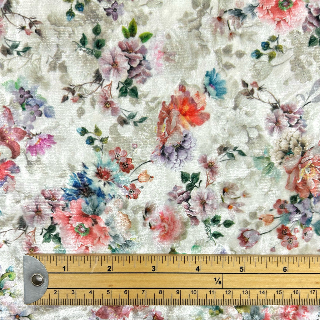Antique Blossom Stretch Velvet Fabric