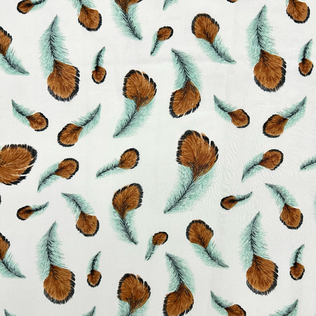 Floating Feathers Polyester Fabric