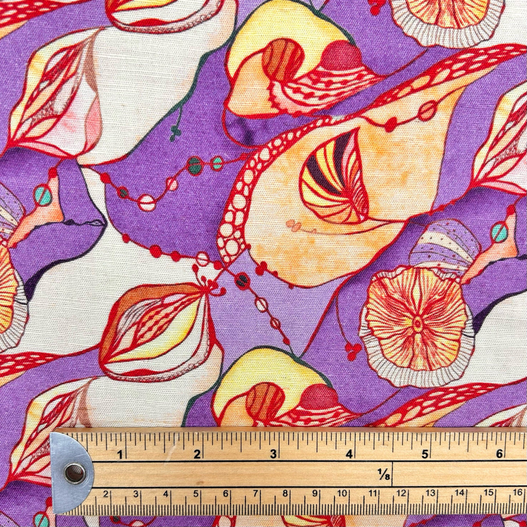 Retro Petal Bamboo Linen Blend Fabric