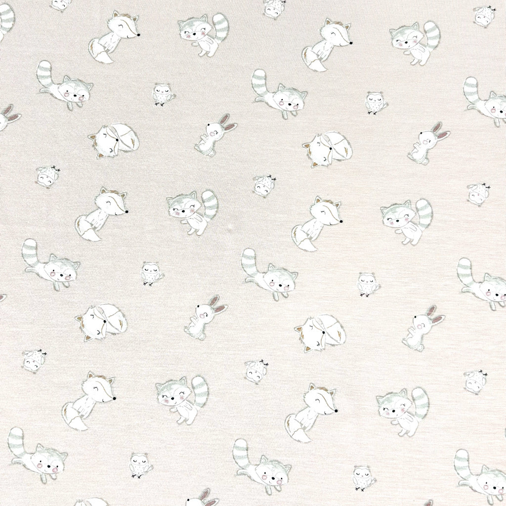 Woodland Animals Bamboo Cotton Jersey Fabric